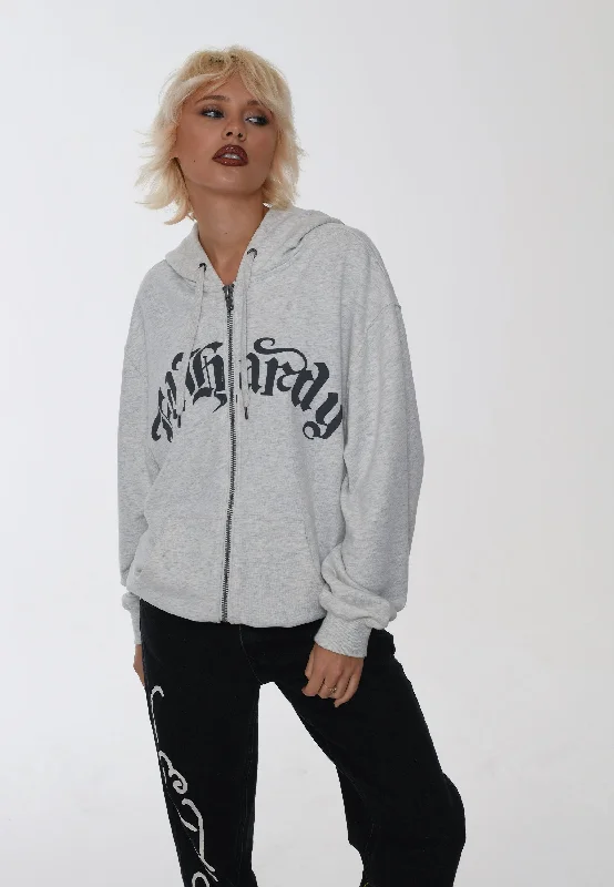Women's Basic Hoodies for Everyday Wear -Womens Dragon Rose Zip Through Hoodie - Beige Marl Women's Basic Hoodies for Everyday Wear -Womens Dragon Rose Zip Through Hoodie - Beige Marl