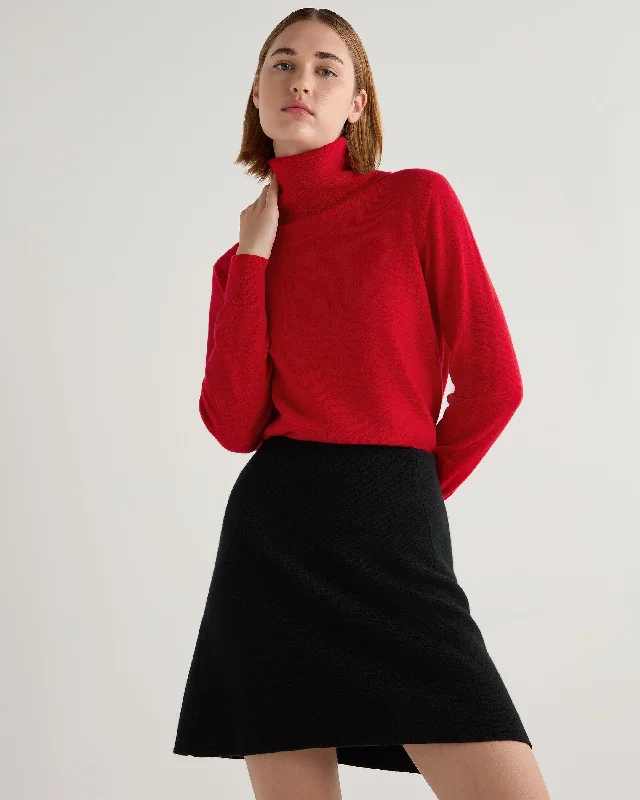 Women's Sweater for All-day Warmth-Women's Loose Turtle Neck Cashmere Sweater Riding Red