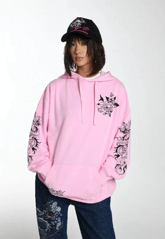 Women's Sporty Hoodies for Gym and Workout -Womens Love Eternal Graphic Relaxed Hoodie - Pink Women's Sporty Hoodies for Gym and Workout -Womens Love Eternal Graphic Relaxed Hoodie - Pink