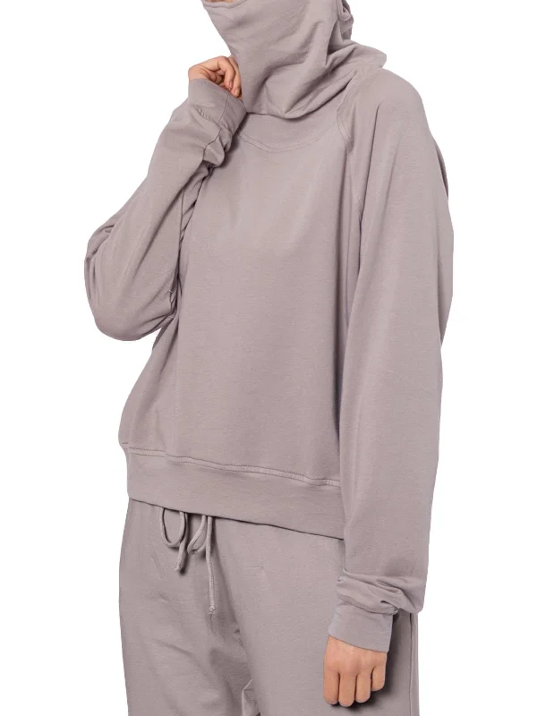 Women's Everyday Knit Pullover Sweater-Womens Pullover Built-In Mask Crewneck Sweater Women's Everyday Knit Pullover Sweater-Womens Pullover Built-In Mask Crewneck Sweater