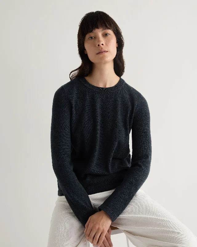 Women's Sweater for Warm and Cozy Days-Women's Hallie Round Neck Cashmere Sweater Grigio Blue