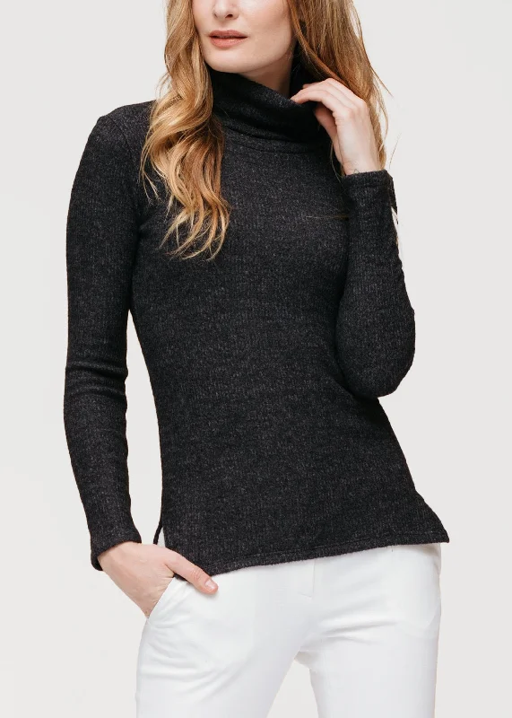 Women's Sweater for Warm and Chic Style-Women's Soft Turtle Neck Ribbed Knit Sweater Top