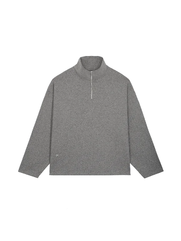 Women's Hoodies for Layering in Winter -Women's Recycled Wool Jersey Half-Zip Sweater—volcanic grey