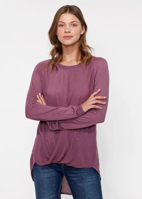 Trendy Women's Sweater-Women's Wrap Hem Sweater In Fig