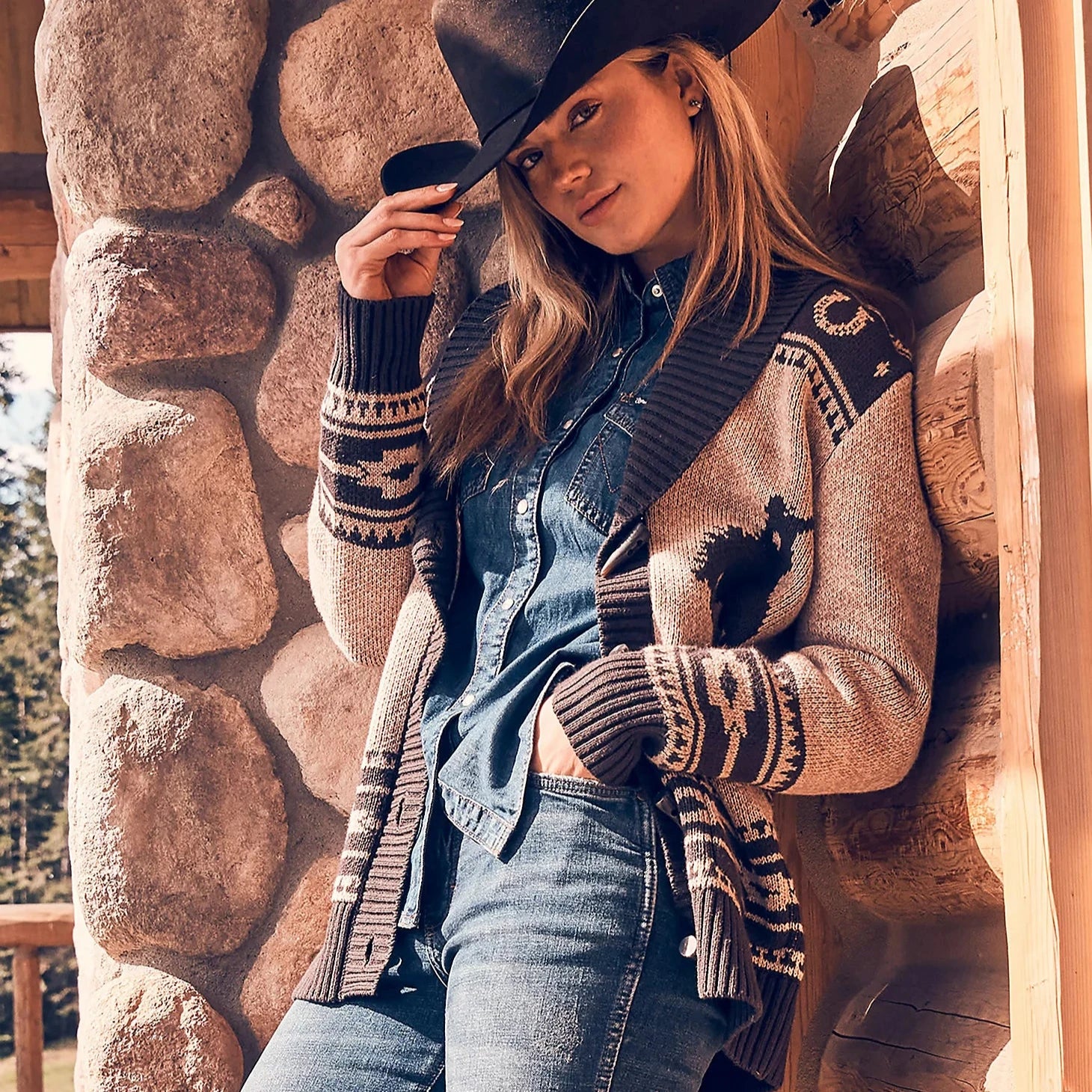 Women's Cardigans Sweater with Detachable Collar-Wrangler Retro Women's Desert Cardigan in Chocolate Women's Cardigans Sweater with Detachable Collar-Wrangler Retro Women's Desert Cardigan in Chocolate