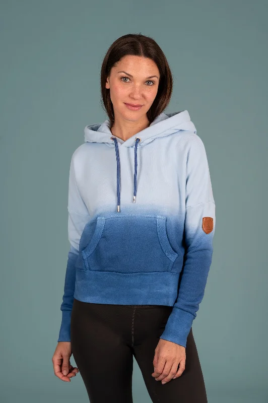 Women's Pullover Hoodies for Casual Comfort -Zenni Dip Dyed Cropped Hoodie Indigo