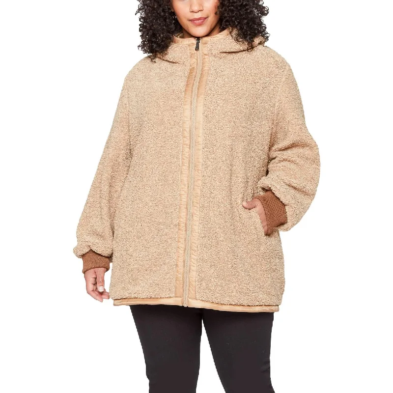 Affordable Women's Coats-1 Madison Expedition Women's Contrast Trim Oversized Hooded Faux Fur Coat