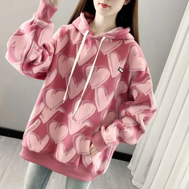Women's Lightweight Pullover Sweater for Fall-2022 New Fashion Women's Thickened Fleece Long Sleeve Love Casual Pullover Hoodie Women's Lightweight Pullover Sweater for Fall-2022 New Fashion Women's Thickened Fleece Long Sleeve Love Casual Pullover Hoodie