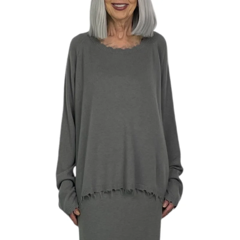Women's Cozy Pullovers Sweater with V-neck-CREWNECK PULLOVER SWEATER