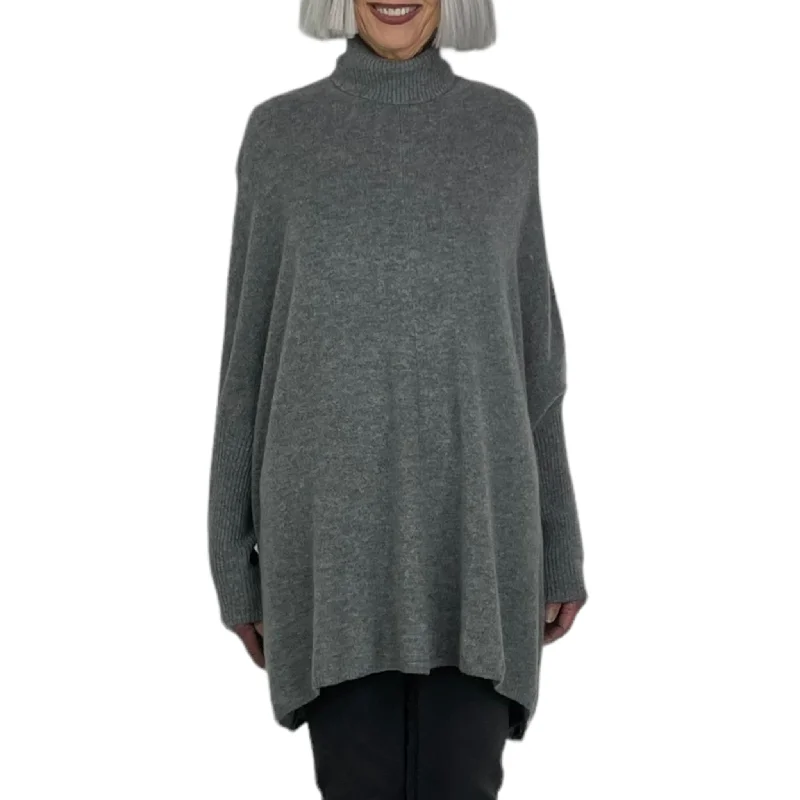 Women's Lightweight Pullover Sweater with Crew Neck-JOJO CASHMERE PONCHO PULLOVER