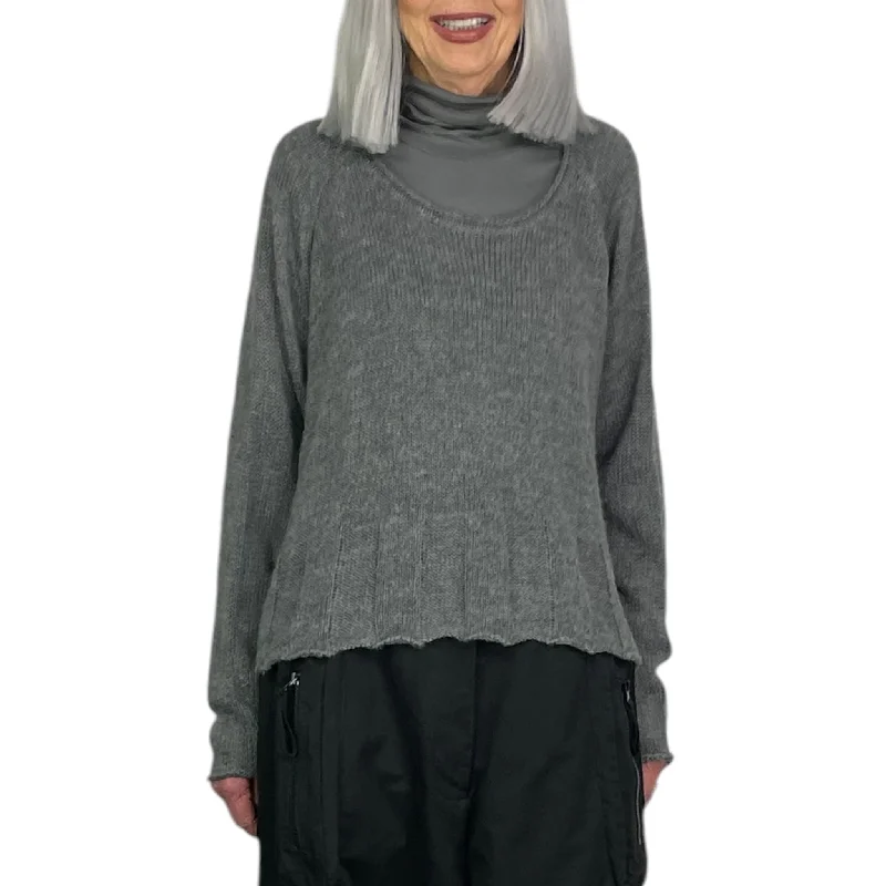 Women's Relaxed Fit Wool Pullovers Sweater-CROP PULLOVER SWEATER