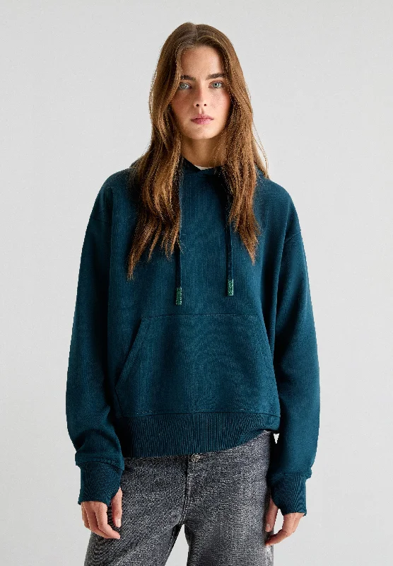 Women's Sweatshirts for Stylish Lounge -EMBOSSED HOODIE SWEATER