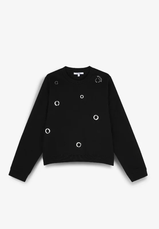 Women's Sweatshirts with Customizable Fit -EYELET SWEATER