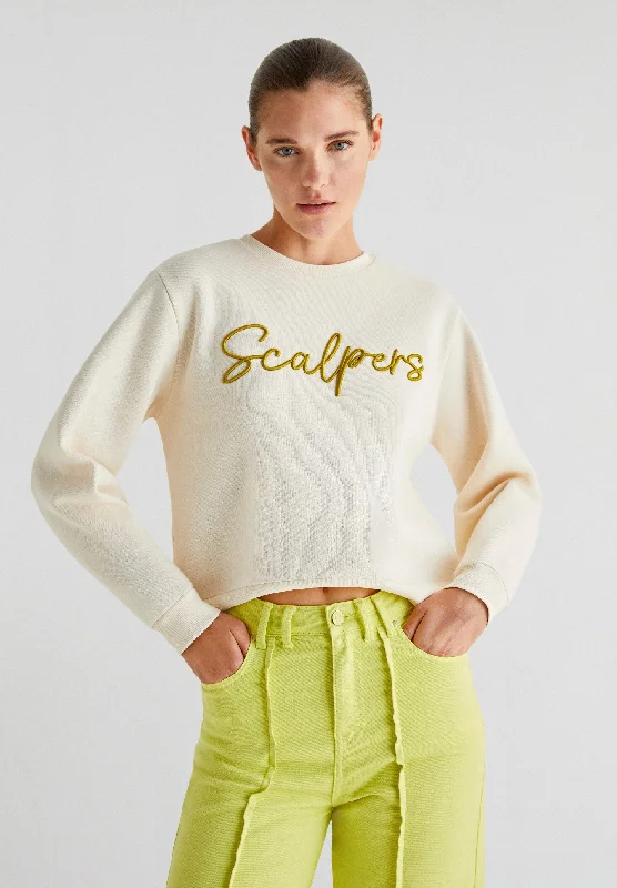 Women's Sweatshirts with Eco-Friendly Fabrics -SWEATSHIRT WITH CONTRAST EMBROIDERED LOGO
