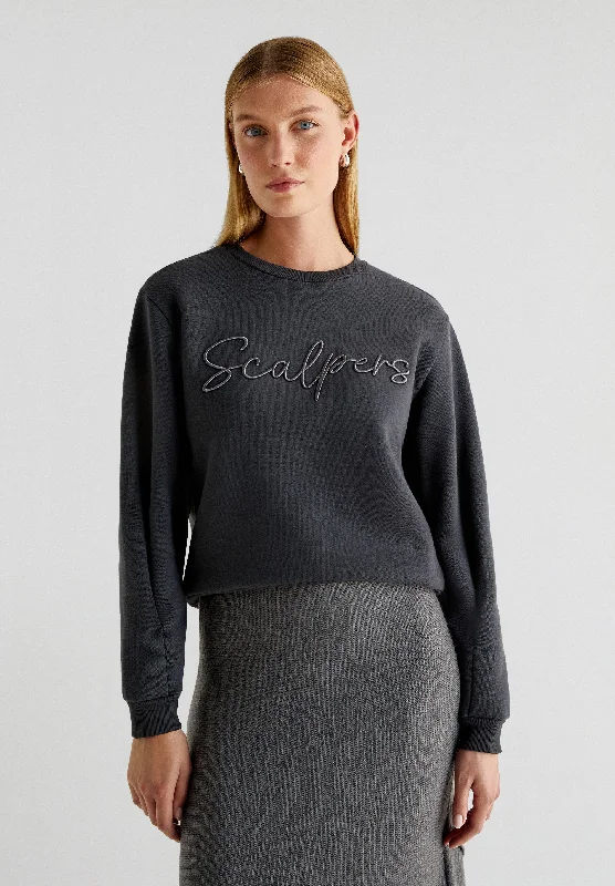 Women's Sweatshirts with Sporty Appeal -SWEATSHIRT WITH CONTRAST EMBROIDERED LOGO