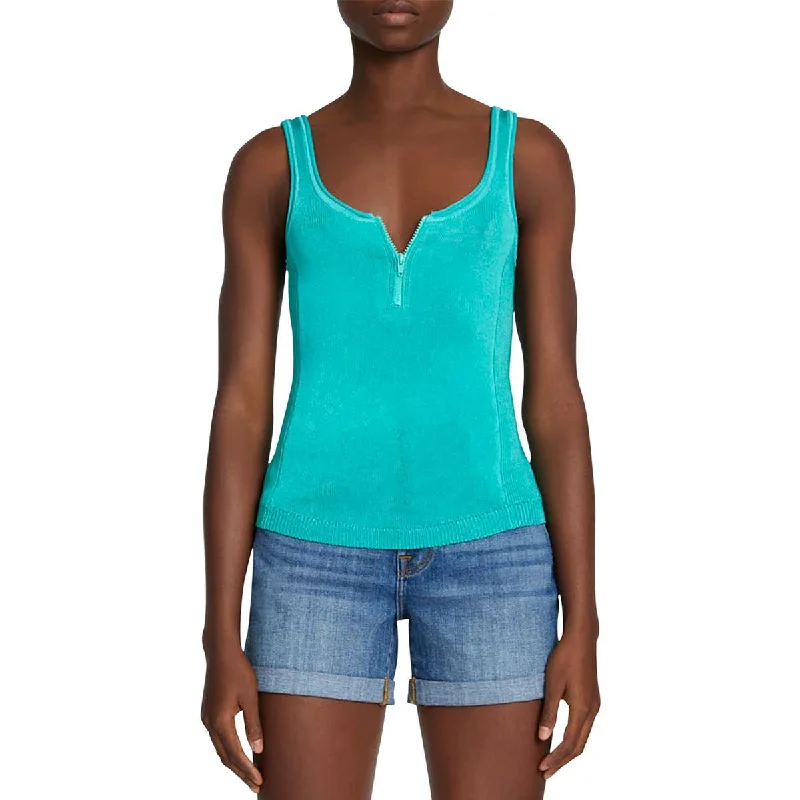 Women's Short Camisoles for Layering -7 For All Mankind Womens High Shine Ribbed Knit 1/4 Zip Tank Top Women's Short Camisoles for Layering -7 For All Mankind Womens High Shine Ribbed Knit 1/4 Zip Tank Top