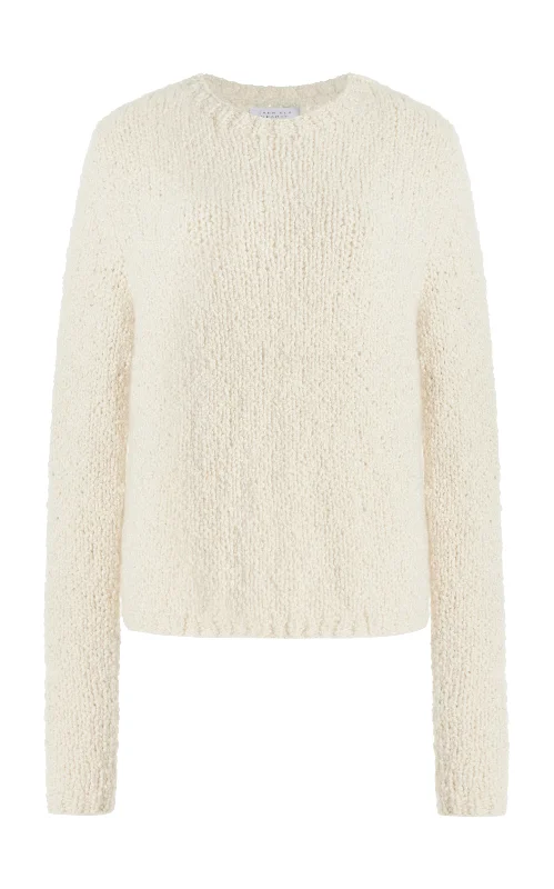 Knit Tops with Floral Prints-Abrams Knit Sweater in Ivory Cashmere Boucle