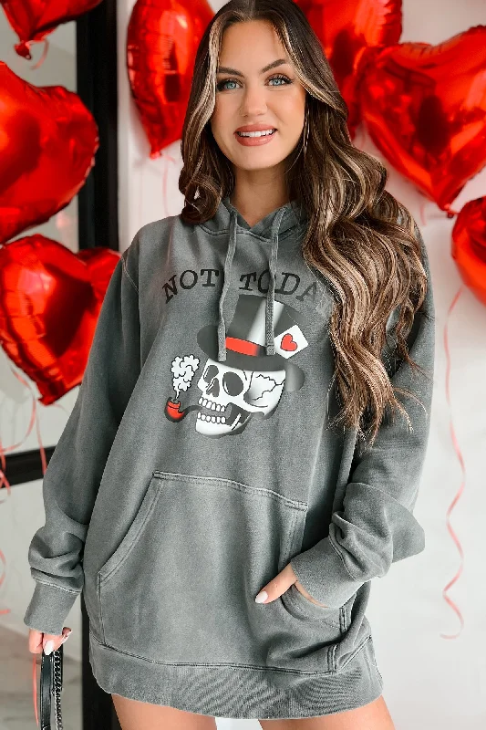 Women's Sweatshirts with Colorful Sleeves -Ain't Havin' It Vintage Wash Graphic Hoodie (Black) - Print On Demand