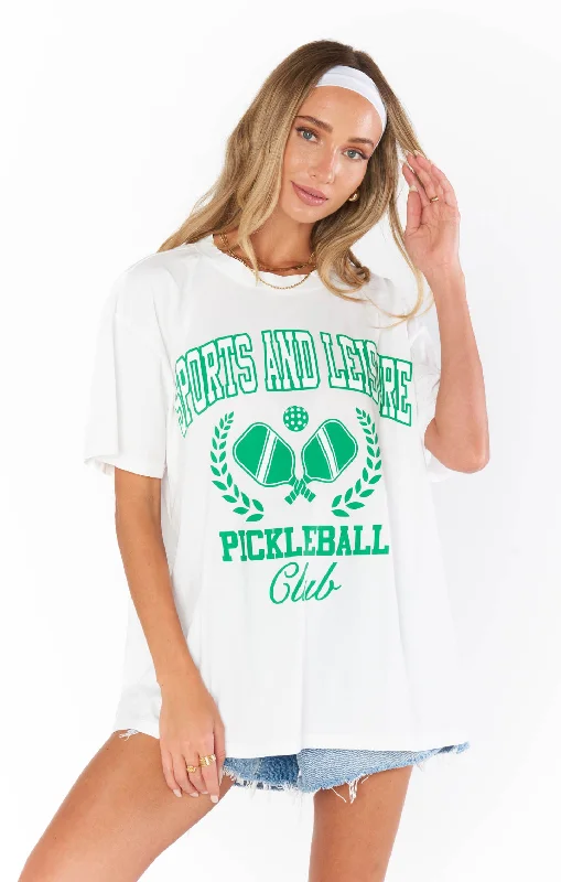Women's Simple Short Sleeve T-shirt for Layering -Airport Tee ~ Pickleball Club Graphic Women's Simple Short Sleeve T-shirt for Layering -Airport Tee ~ Pickleball Club Graphic