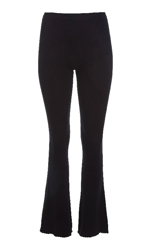 Knit Tops with Cable Knit Patterns-Alicia Knit Pant in Black Merino Wool