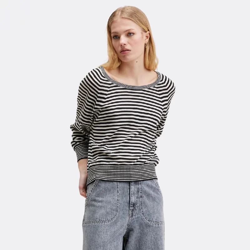 Knit Tops with Detachable Sleeves-Aloty Sweater (Stripe A)