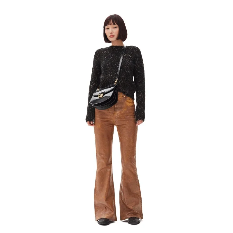 Knit Tops for Casual Chic-Alpaca Cotton Mix O-Neck (Black)
