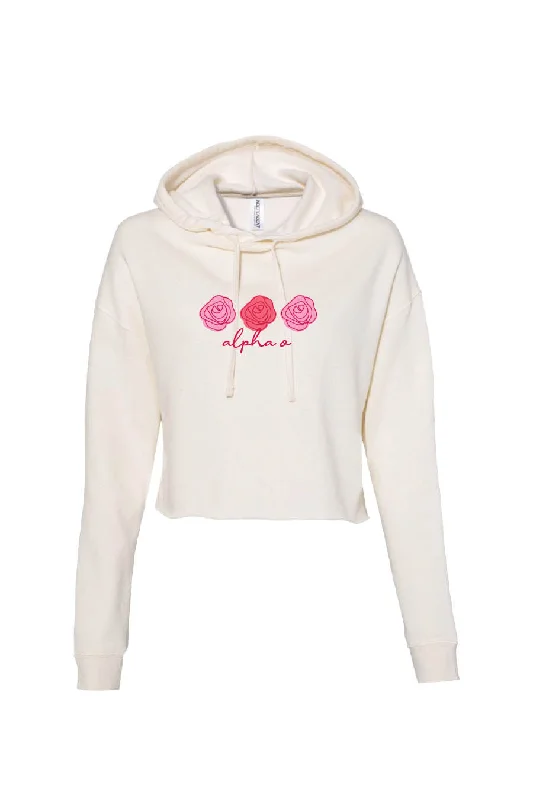 Women's Sweatshirts for Easy Layering -Alpha O Rose Crop Hoodie