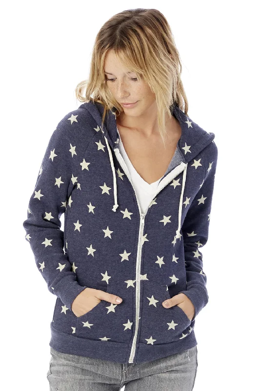 Women's Sweatshirts for Casual Fridays -Alternative Womens Adrian Eco Fleece Full Zip Hooded Sweatshirt Hoodie - Stars