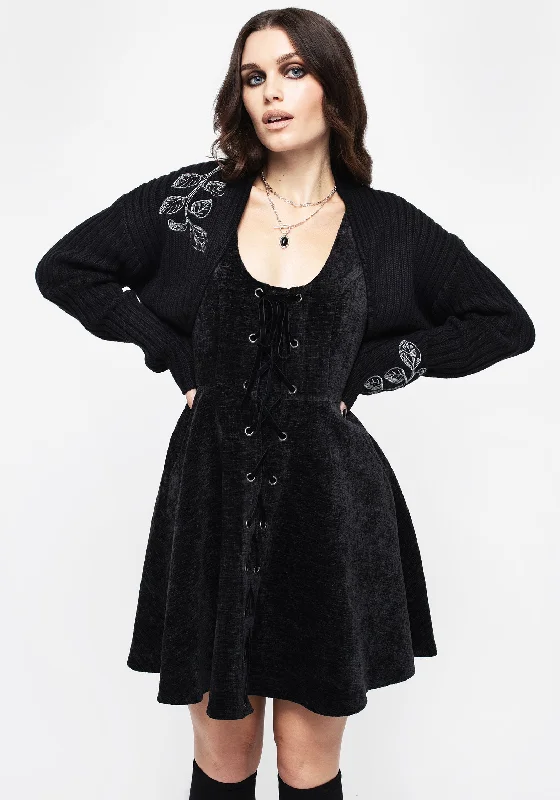 Knit Tops with Fringe-Amalthea Embroidered Bolero