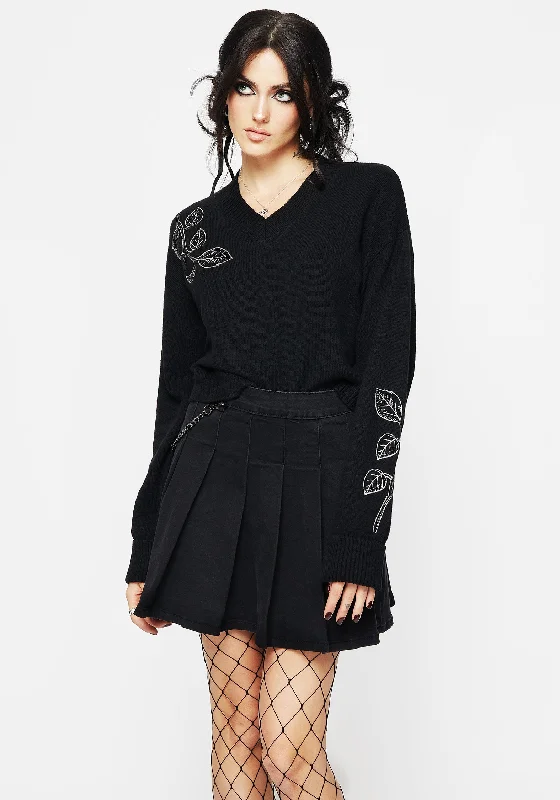 Women's Colorblock Pullovers Sweater-Amalthea Embroidered Jumper