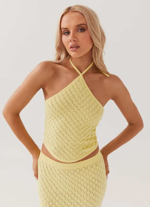 Knit Tops with Bell Sleeves-Amanza Knit Top - Lemon