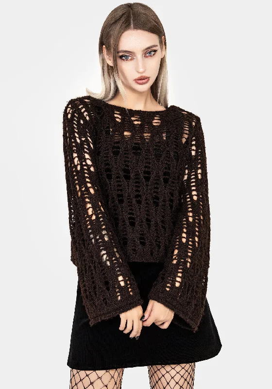 Women's Woolen Knit Pullovers Sweater-Ameila Pointelle Jumper