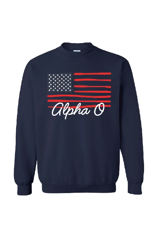 Women's Sweatshirts with Camo Print -American Crewneck