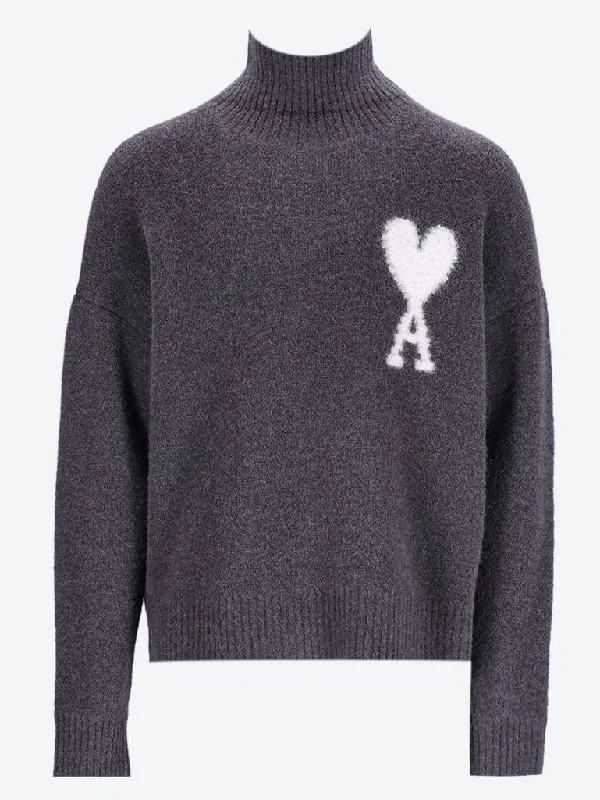 Knit Tops with Cropped Design-Ami de coeur turtleneck sweater