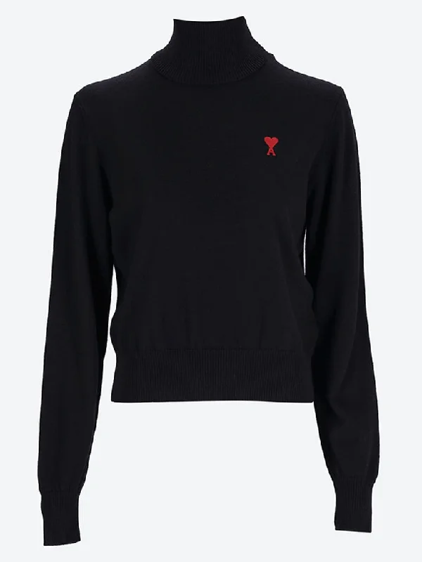Knit Tops with Bohemian Vibe-Red ami de cŒur turtleneck sweater