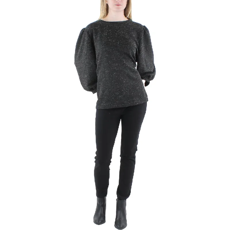 Women's Pullover with Chunky Yarn -Anne Klein Womens Tweed Metallic Pullover Top