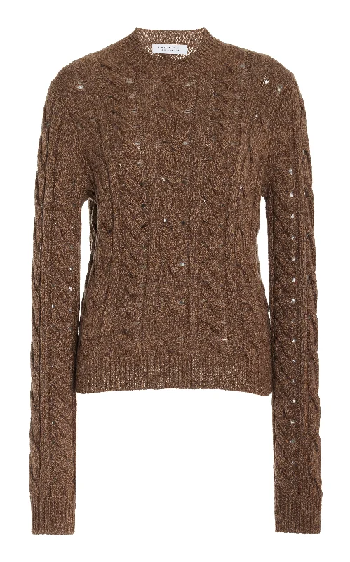 Soft Knit Tops-Anthea Knit Sweater in Chocolate Multi Cashmere