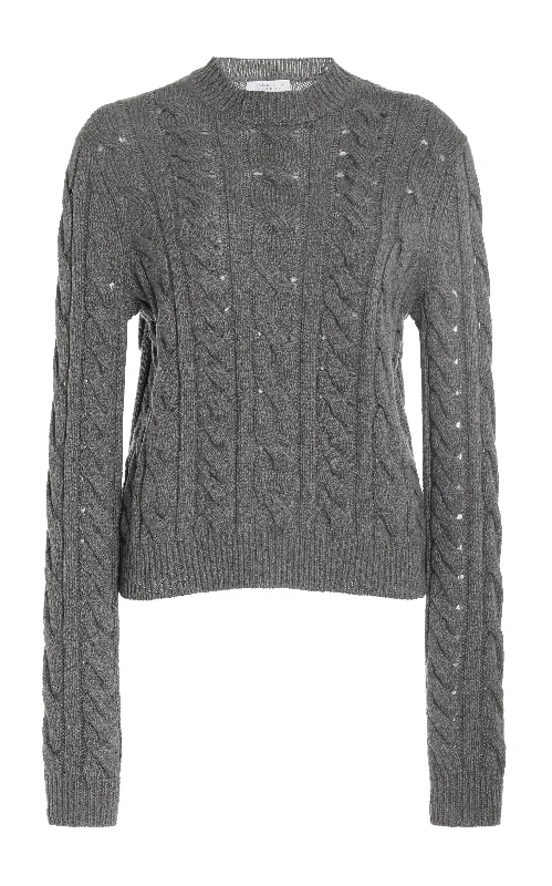 Knit Tops with Lace-Anthea Knit Sweater in Dark Grey Multi Cashmere