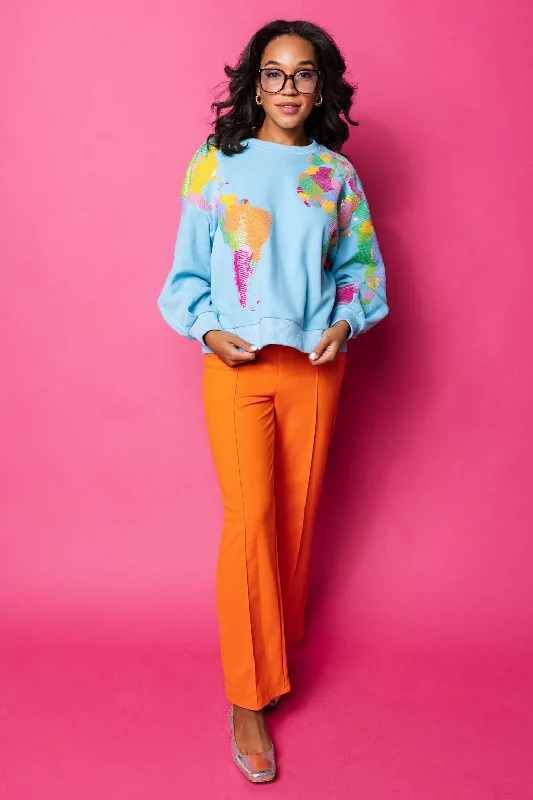 Women's Crewneck Sweatshirts for Comfort -Aqua Queen Of The World Sweatshirt