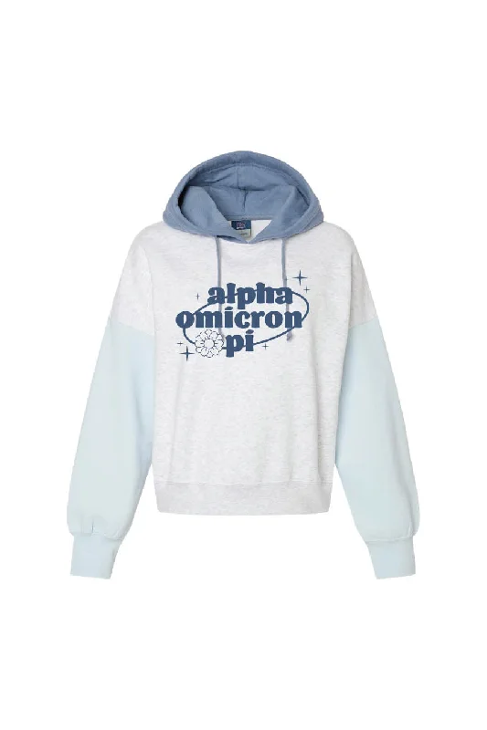 Women's Sweatshirts with Modern Fit -Artic Colorblocked Crop Hoodie
