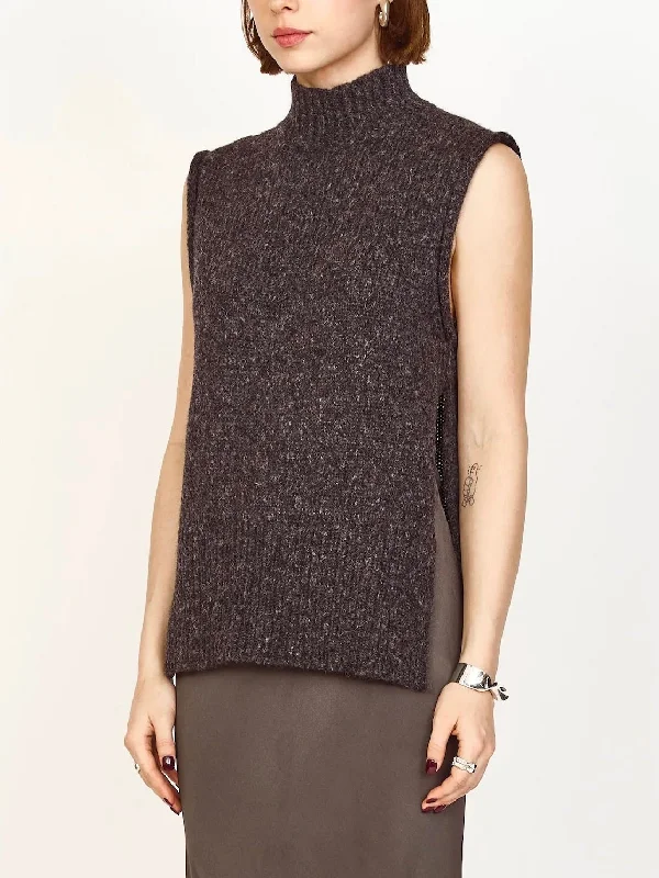 Women's Chunky Knit Vests Sweater-Mirth Aspen Sweater Vest in Charcoal