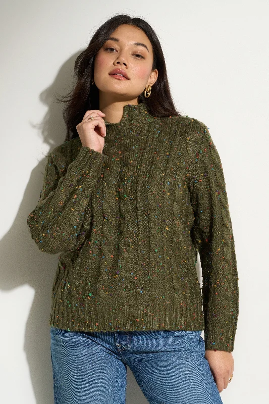 Women's Chunky Knit Pullover Sweater for Cold Weather-Aster Pullover - Green