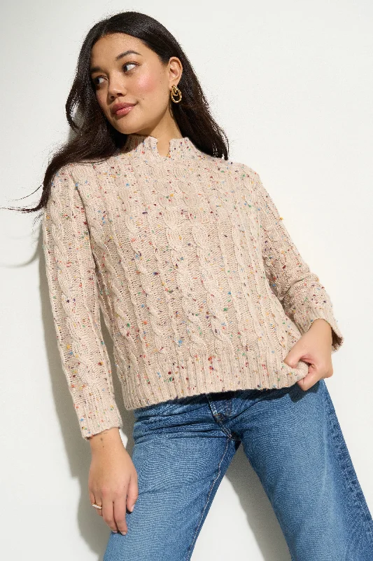 Women's Pullover Sweater with Simple Design-Aster Pullover - Ivory