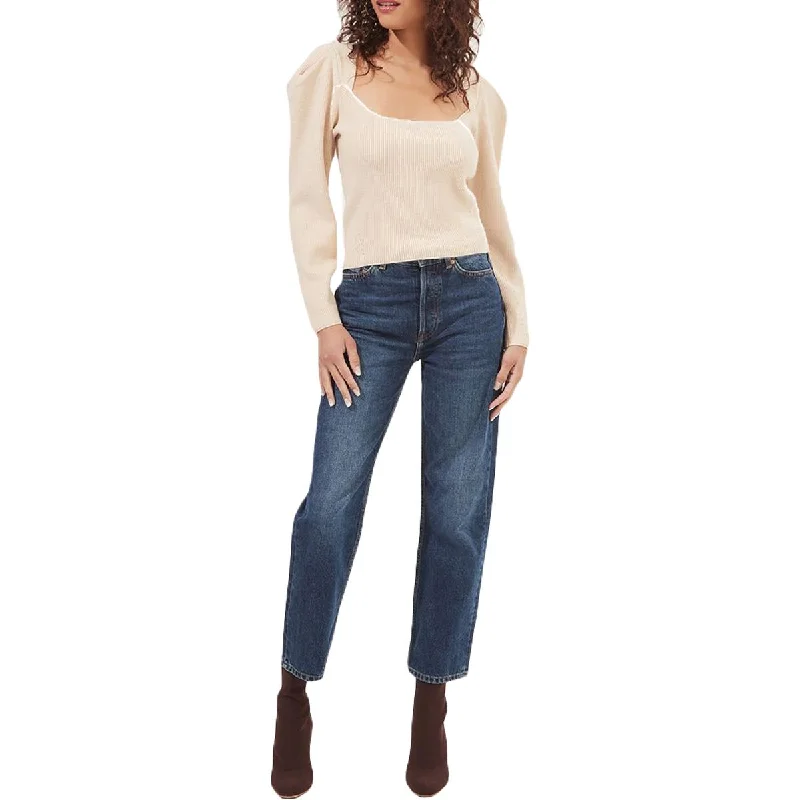 Women's Silk Pullovers Sweater-ASTR The Label Catalina Women's Ribbed Knit Cut Out Puff Sleeve Pullover Sweater Women's Silk Pullovers Sweater-ASTR The Label Catalina Women's Ribbed Knit Cut Out Puff Sleeve Pullover Sweater
