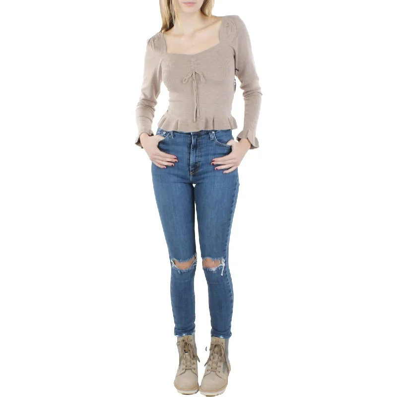 Women's Lightweight Wool Knit Pullovers Sweater-ASTR the Label Womens Knit Ruffled Pullover Sweater Women's Lightweight Wool Knit Pullovers Sweater-ASTR the Label Womens Knit Ruffled Pullover Sweater