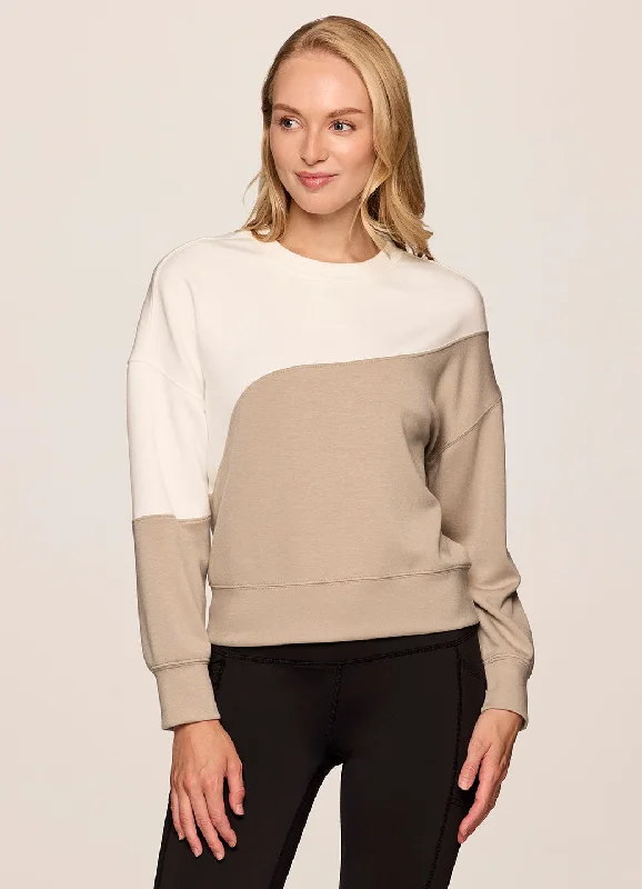 Women's Sweatshirts with Simple, Clean Lines -At Ease Two-Tone Sweatshirt