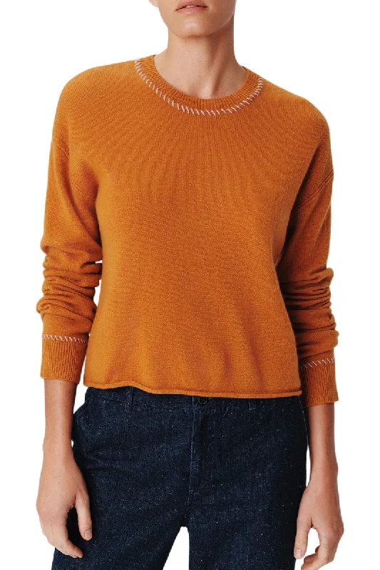 Women's Button-up Pullovers Sweater-ATM Cashmere Long Sleeve Pullover in Cornelian Stone