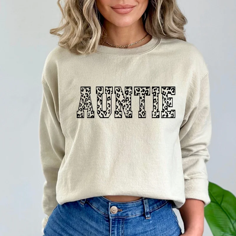 Women's Sweatshirts with Long Sleeves -Auntie Crewneck Sweatshirt
