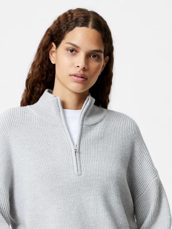 Women's Oversized Knit Sweater -Babysoft Half Zip Jumper