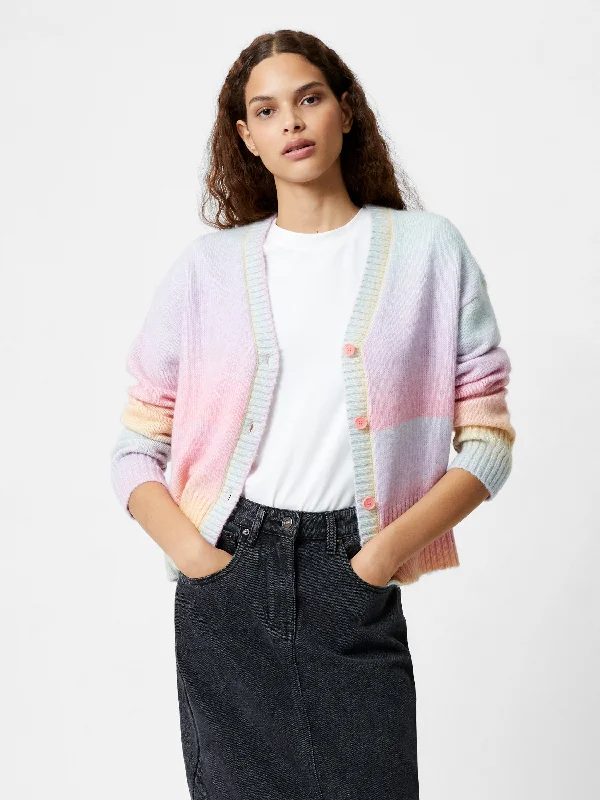 Knit Tops with Front Tie Knot-Babysoft Long Sleeve Space Dye Cardigan